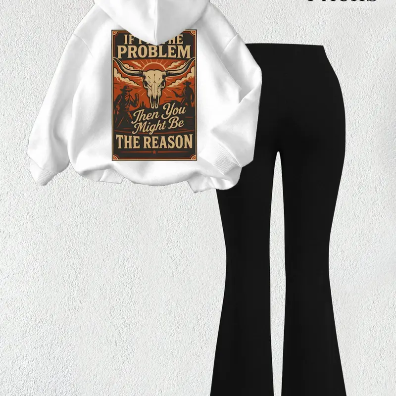 Women's Casual Loose-Fit Long Sleeve Sweatshirt & Pants Set, Womenswear, Comfortable Summer, Regular Length, Moderate Fabric, Daily Wear Essentials, Everyday, Fashion Clothing Set, Two Pieces Sets