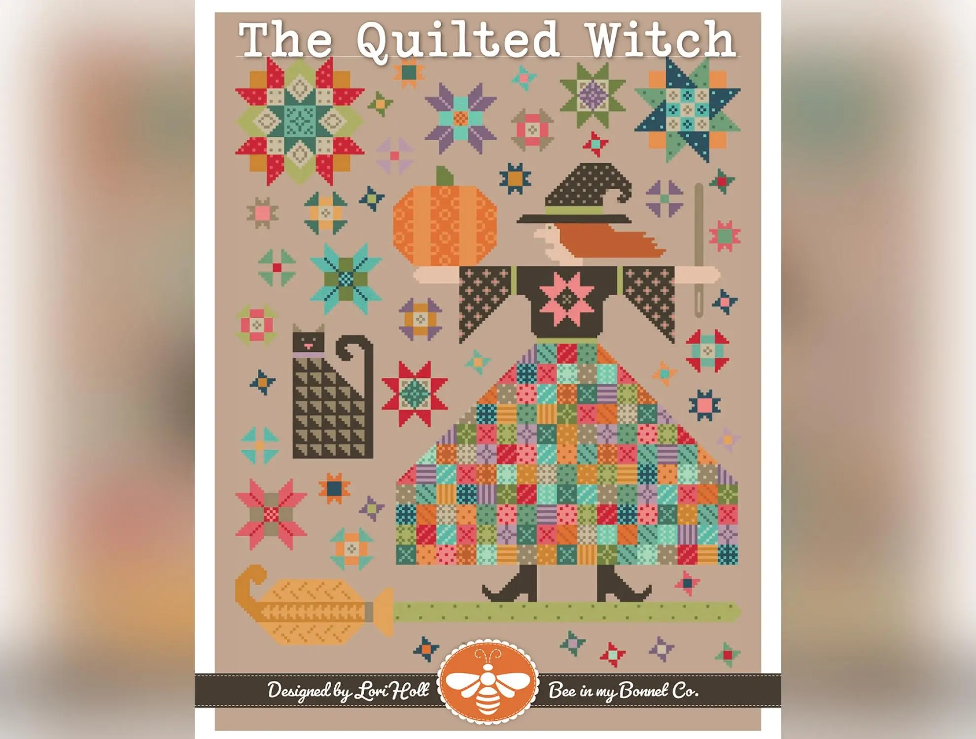 The Quilted Witch Cross Stitch Pattern by Lori Holt of Bee in My Bonnet | 14.125" x 17.125"