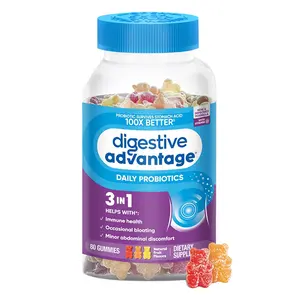 Digestive Advantage Probiotic Gummies For Digestive Health, Vitamin D, Daily Probiotics For Women &Men Occasional Bloating, Minor Abdominal Discomfort & Gut Health, 80ct Natural Fruit Flavors