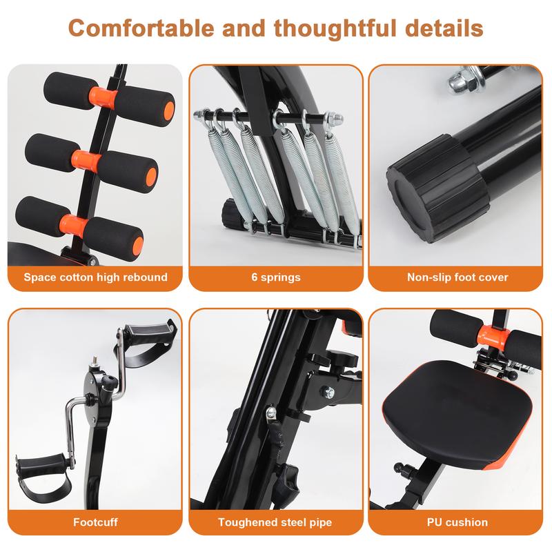 7-in-1 Adjustable Ab Workout Bench for Home Gym – Multi-Functional Sit Up Bench & Ab Crunch Trainer with Leg Extension, Pedals & 360° Rotation Seat – Core, Abs, Arms, Legs & Glutes Training Equipment