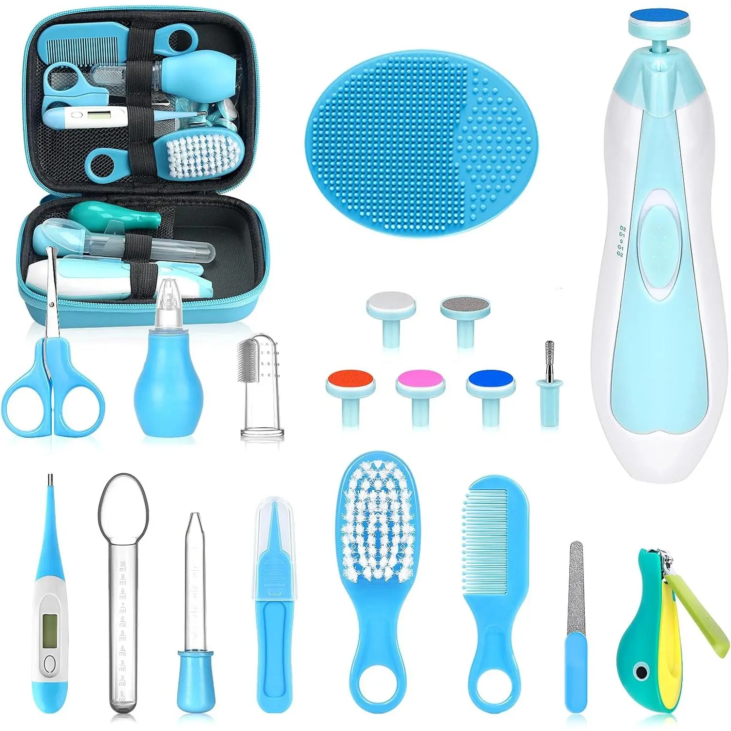Baby Care & Grooming Set Portable Safe Newborn Essentials 20 in 1 Blue