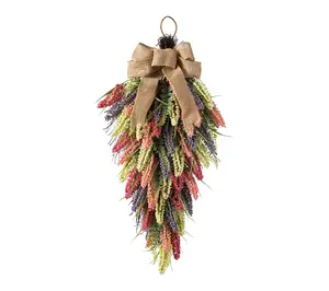 Glitzhome 28"H Pink, Purple & Yellow Mixed Heather Teardrop