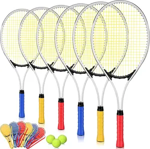 6 Pcs Tennis Rackets for Adult Recreational 6 Players 27'' Tennis Racket Set with 3 Balls Lightweight Tennis Rackets for Tennis Training Beginner with Overgrip and Bag