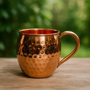 100% Handmade 16oz Solid Copper Mule Mug – Barrel Shaped Mug (Set of 1&2)