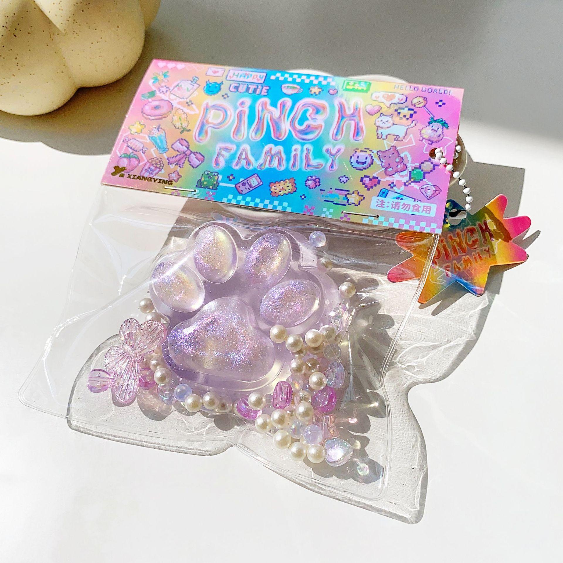 Cute Transparent Cat Paw Squishy, Soft Sticky Mochi Squeeze Toy, Cute Fidget Stress Relief Toy for Gift