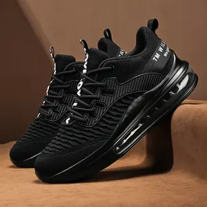 1pair Men'S All-Season Sports Running Shoes, Casual Street Style, Solid Color, Air Cushion, Lace-Up, Low Top, Faux Upper, Fabric Inner & Insole, Rubber Sole
