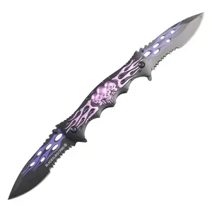 3D Skull Knife Twin Blade Folding Knife Sharp Fruit Camping Knife Survival Gear Emergency Survival Kit Supplies