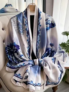 Women's Floral Print Scarf, Fashionable Soft Lightweight Floral Pattern Shawl for All Seasons, Casual Versatile Scarf for Women & Girls