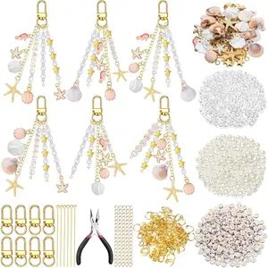 776 count Seashell  Making Kit  DIY Craft Key Chain Starfish  Seahorse Letter Name Beads with  Clip and Tool Accessories for Backpacks Purse Tote Bag Crafts DIY Supplies