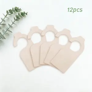 12PCS Wooden Blank Door Hanger Tags, Reusable Wardrobe Dividers Organizer, Customizable Closet Separators, Home Decor Message Signs for Laundry Room, Bedroom, Closet Organization