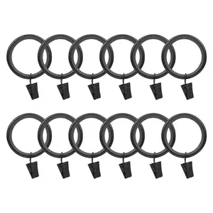TWOPAGES Jaylon Gold & Black Curtain Clip Rings 12-Pack Stylish Adjustable Rod Holders Easy Installation Premium Ferrous Material 1-1/2" Inner Diameter Festive New Year Curtains Rings Gift for Home Decor Ideas 2026 Lunar New Year