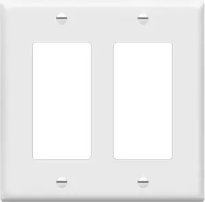 Decorator Light Switch or Receptacle Outlet Wall Plate, Gloss Finish, Size 2-Gang 4.50" x 4.57", Unbreakable Polycarbonate Thermoplastic, UL Listed, 8832-W, White