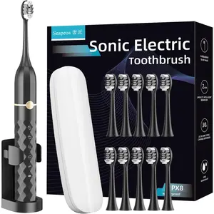 Electric Toothbrush Set, Equipped with 10 Brush Heads and Travel case, IPX8 Waterproof, 2-Minute Timer, 42000 high-Frequency Vibrations, 5 Modes, The First Choice for Gift Giving