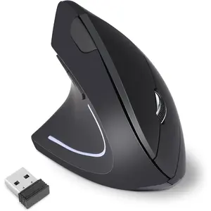 Left Handed , 2.4G  Left Handed   with 800/1200/1600 Adjustable DPI, 6 Buttons  Vertical  for MacBook/Laptop/PC/Desktop-Black
