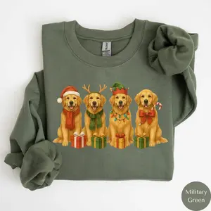 [Christmas Unisex Shirt] Labrador Retriever Christmas Sweatshirt, Dog Mom Gift, Holiday Labrador Sweater, Santa Reindeer Elf Design, Cute Cozy Dog Shirt M070, Xmas Tee, Gift for Friends and Women - TShirt, Sweatshirt, Hoodie For Women And Men