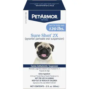 PetArmor Sure Shot Liquid De-Wormer for Dogs and Puppies, Liquid De-Wormer Treats Roundworms & Hookworms in Dogs and Puppies 2 Weeks and Older, For Dogs Under 120 lbs, 2 ounces