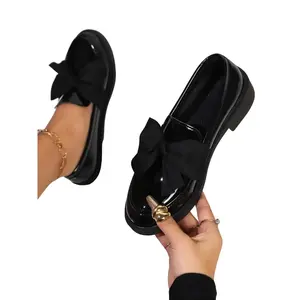 Women's Fashionable Bowknot Design Loafers, Casual Comfortable Flat Shoes for Daily Wear, Lightweight Breathable Shoes for Women & Girls
