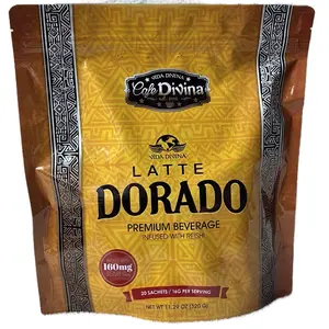 Vida Divina Latte Dorado Tumeric and Reishi Beverage Drink Mixed Beverage Premium Beverage Infused with Reishi 160mg Curcumin 20 Sachets 11.29 Oz