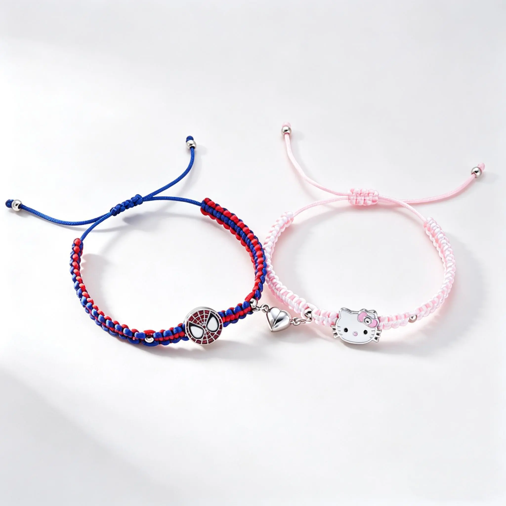 Marvel Spider-Man Bracelets, 2 Piece Magnetic Love Charm Set for Couples, Matching Bf and Gf Jewelry for Everyday Wear, Couples Pair, Iconic Logos, Daily, No Warning Applicable, Unisex