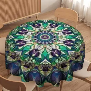Bohemian Mandala Print Tablecloth, Round Tablecloth, Decorative Tablecloth for Home Kitchen Dining Room, Picnic Table Cover and Small Party Decoration