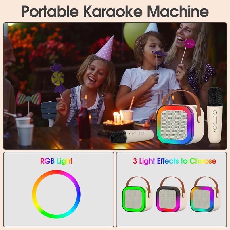 2026 new model Mini Karaoke Machine with 2 Wireless Microphones,-Portable Mini Karaoke Machine with 2 Wireless Microphones, Kids Karaoke Speaker Sound System, Ideal Birthday Gift for Children Ages 4-12, for Family Party, Outdoor & Travel Use
