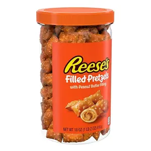 Reese's Filled Pretzels, Peanut Butter Pretzel Nuggets, Crunchy Snack, 18oz Jar, Ready to Eat, Sweet and Salty Flavor Protein