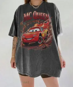 Comfort Colors Cars Movie T-Shirt Retro Mcqueen and Mater Vintage Oversized Tee – Y2K Unisex Acid Wash Two Side Graphic TankTop, Top Trendy Streetwear Gym Shirt For Movie Game Fans