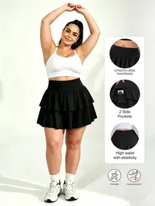 Plus Skort Womens Tennis Skirt Pleated Athletic Skirts with Pockets Shorts Women's Plus Size Layered Ruffle Short Skirt  High Waisted Golf Skort for Workout