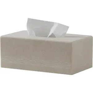 Tissue Box Cover Rectangle,  Facial Tissues Holder Covers Rectangular Toilet Paper Holder Case Dispenser  Decorative for Bathroom Kitchen Bedroom Living Room Office (Beige)