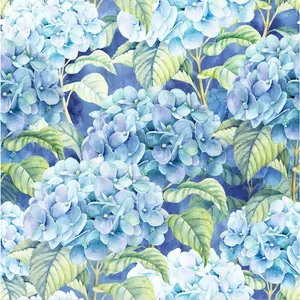 40 Pcs 3-Ply Printed Disposable Blue Hydrangea Hortensia Floral Paper Cocktail Napkins for Decoupage