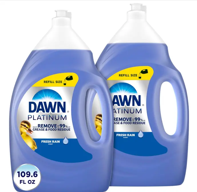 Dawn Platinum Dish Soap Liquid, Dishwashing Liquid, Grease Removal, Fresh Rain, 2x54.8oz Bundle