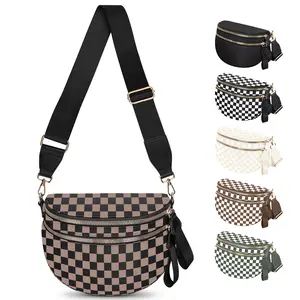 Stylish Checkered Bag Minimalist Tote with Detachable Strap Spacious Crossbody Waist Bag Perfect for Work and Weekend Trending on TikTok Everyday Shoulder Bag Women's Waist Bag & Belt Bag