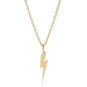 Katie Necklace with Lightning Bolt Design, Gold Finish, Adjustable Chain