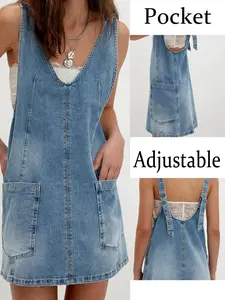 Women's Denim Dress with Large Pockets, Loose Fit Design, Casual & Versatile Style, Perfect for Daily Wear, Comfortable & Stylish