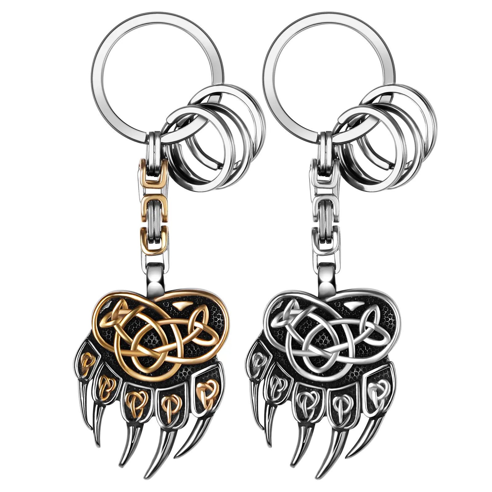 OIDEA Viking Wolf Paw Keychain for Men - Celtic Norse Byzantine Chain, Anti-Rust Coated 3D Stainless Steel, Animal Character Biker Bold Statement Retro Punk Gothic Key Ring Gift, Animal Character Keychains, Anti-Rust Coated Keychains