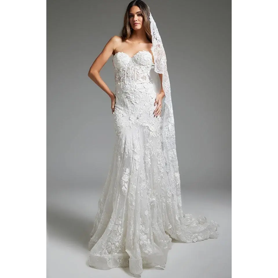 Jovani -JB07583 Sheer Corset Bodice Bridal Dress