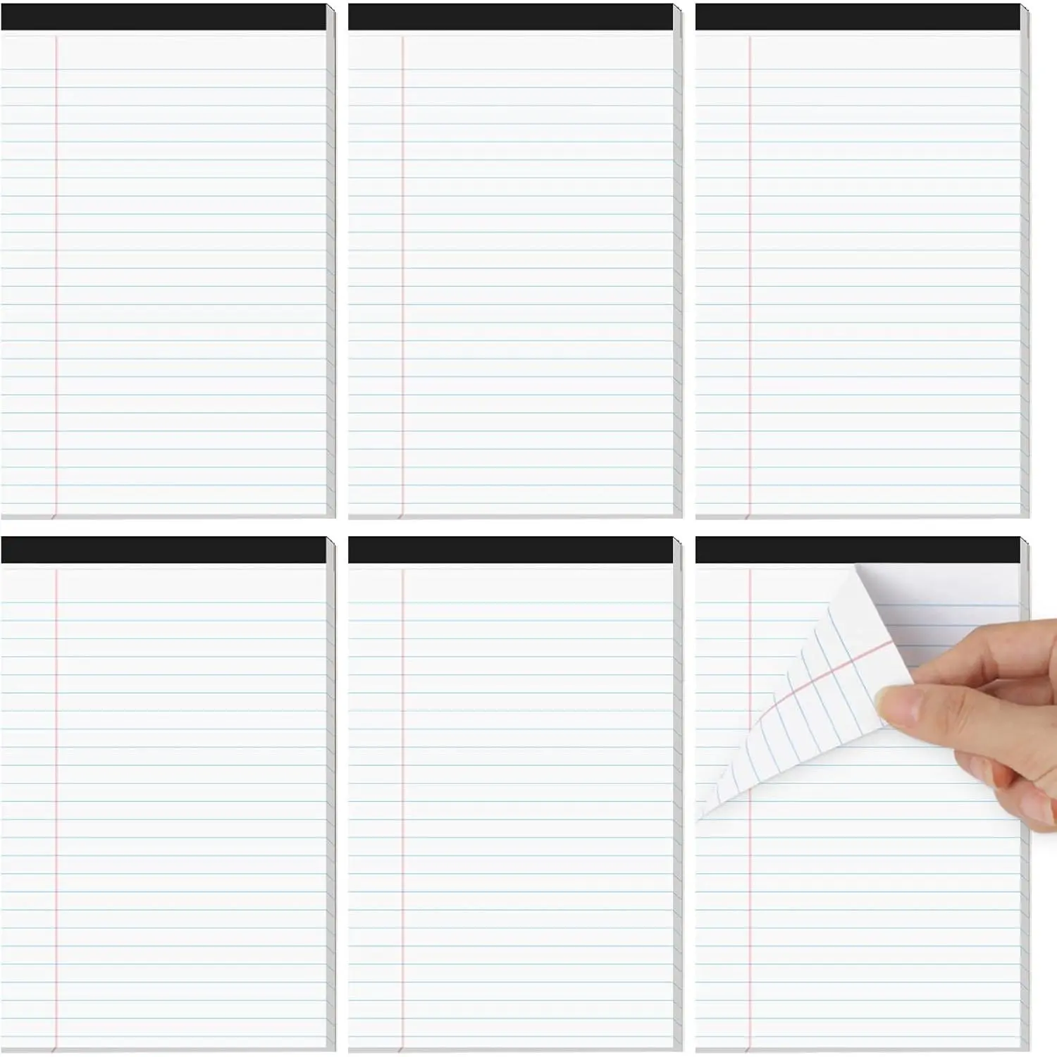6 count Small Legal Pads 5x8 White, Narrow Ruled Small Note Pads 5x8,  Perforated Writing Pad, College Ruled Legal Notepads 5x8 for Study, Office, To-Do Lists(30 Sheets/Small Notepad)