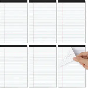 6 count Small Legal Pads 5x8 White, Narrow Ruled Small Note Pads 5x8,  Perforated Writing Pad, College Ruled Legal Notepads 5x8 for Study, Office, To-Do Lists(30 Sheets/Small Notepad)