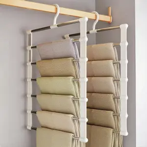 PrimPick Space Saving Closet Organizer, 1/2 Counts Durable Compact Fabric Clothes Hanger, Clothes Folding Storage Hanger for Pants, Scarves & Jeans, Towel, Multifunctional Hanger, Heavy Duty Hangers