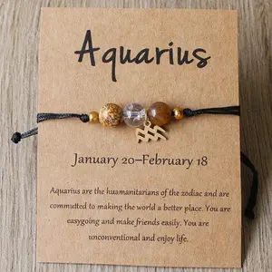 Aquarius Zodiac Hand-Woven Crystal Bead Bracelet for January 20 - February 18 Symbolizing Innovation & Independence Unisex Accessory