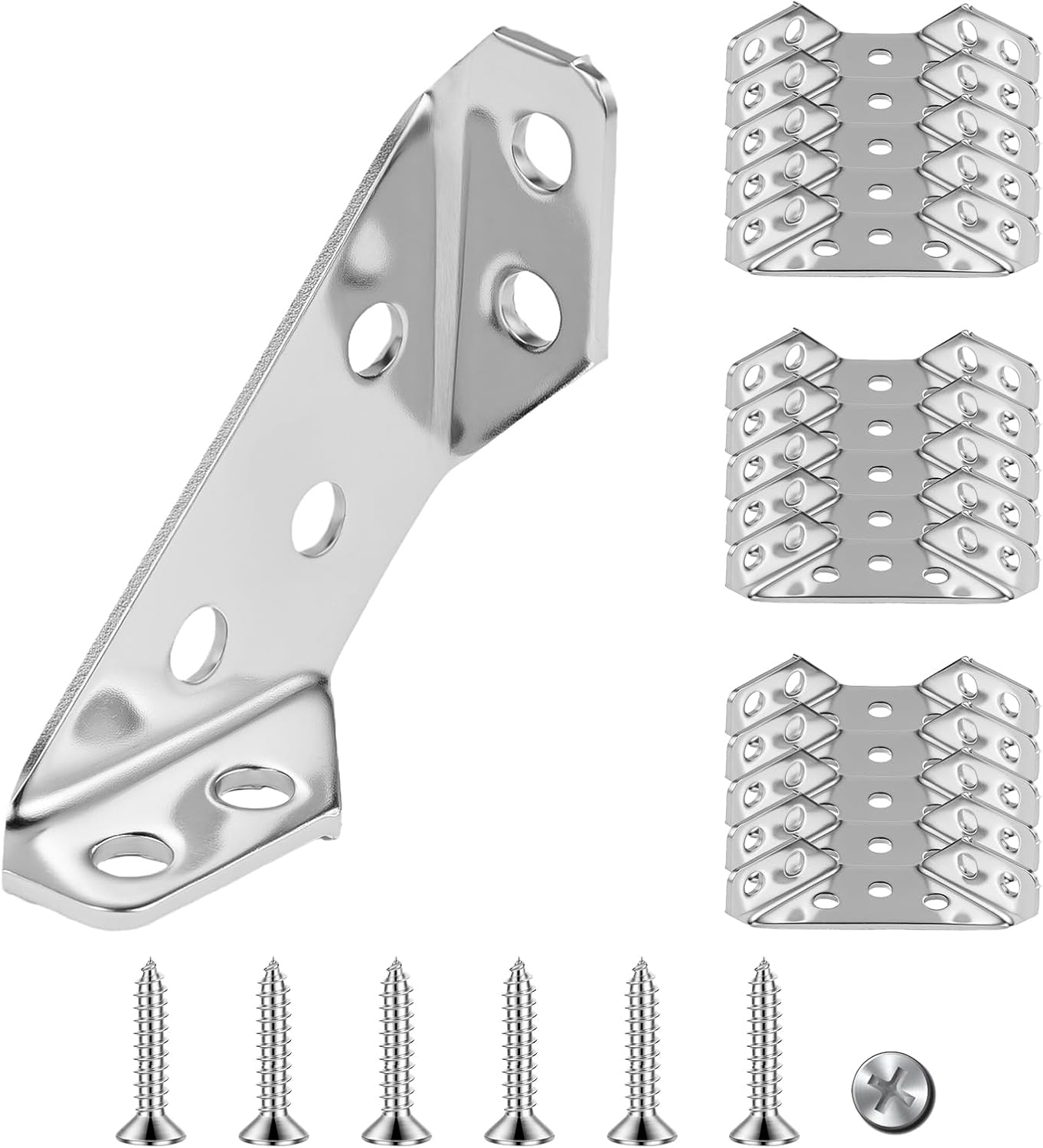 Spring Home Improvement Must-Have 20PCS Universal Stainless Steel Corner Bracket, Premium Angle Bracket with Screws, Triangular Furniture Corner Connectors for Wood Furniture, Drawers, Cabinets, Tables, and Chairs