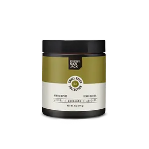 Every Man Jack Small Batch Beard Butter- Hinoki Spice Fragrance - Rejuvenates, Hydrates, and Styles Dry, Unruly Beards While Relieving Itch - Naturally Derived with Cocoa Butter and Shea Butter - 4-oz