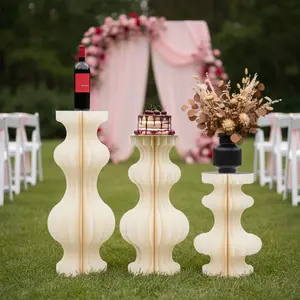 Set of 3 Cardboard Flower Stand 60 80 100cm Tall Champagne for Wedding Aisle