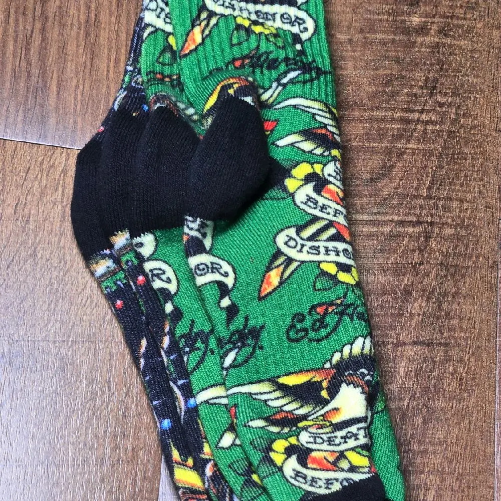 Ed Hardy Men's Cushioned Crew Socks, 2-Pair, Multicolor, Size 6-12 Menswear