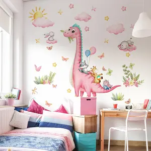 Dinosaur & Cloud Pattern Wall Sticker, 3 Sheets/set Self Adhesive Wall Decal, Wall Art Decorative Sticker for Home Living Room Bedroom