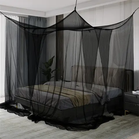 4-Corner Fix Polyester Sheer Netting Mosquito Proof Net, Kidsafe Insect Shield Mesh, Anti Mosquito Bed Cover for Queen/King/Full, Comprehensive Coverage Bedding Protection for Child