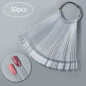 50PCS Fan Nail Art Design Color Cards, Gel Polish Display Swatch Sticks, Nail Practice Tips Board, Professional Manicure Tool for Salon Home & Beginners