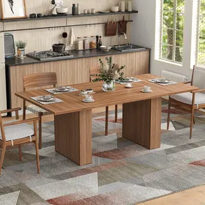 FUSOU 78.7'' Dining Table for 4 6 8 10, Rectangular Kitchen Table with Storage, Farmhouse Dining Room Table for Kitchen, Dining Room, Living Room