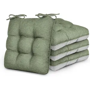 Memory  Chair Cushions Set of 4, Outdoor/Indoor Chair Pads for Dining Chairs 4 Pack, Seat Cushions for Kitchen, Dining Room, Office, Patio Chairs, 15.5"x15.5"x3.5" Green