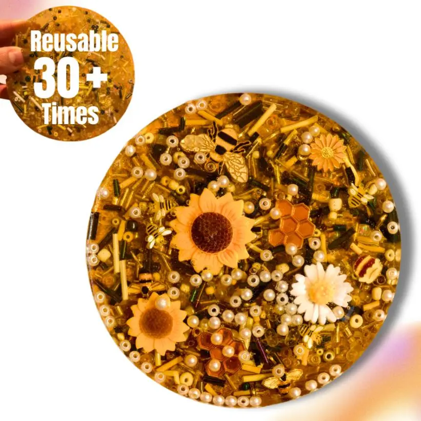 Ethereal Honeycomb Bee-Themed Reusable Picky Pad, Soft Squishy Silicone Stress Relieving Accessory, Portable Stress Relief Toy for Ages 4+ Unisex